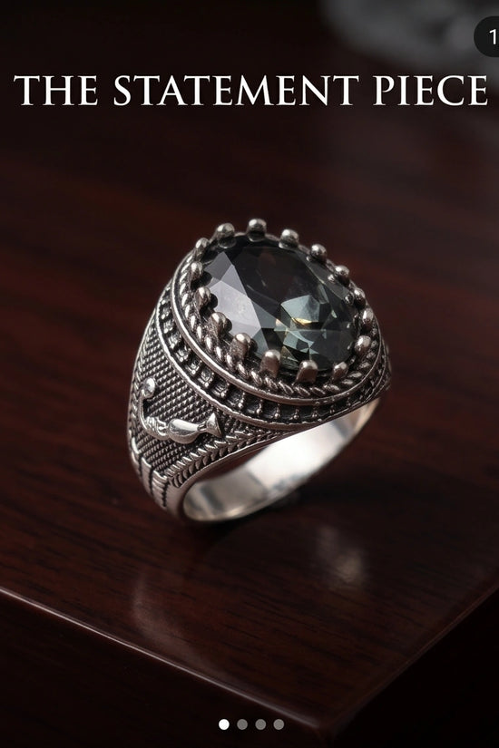 Imperial Anchor Obsidian Signet Ring