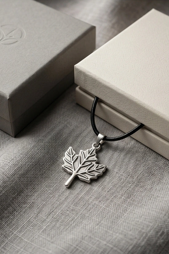 The Autumn Whisper: Matte Silver Maple Leaf Pendant Necklace