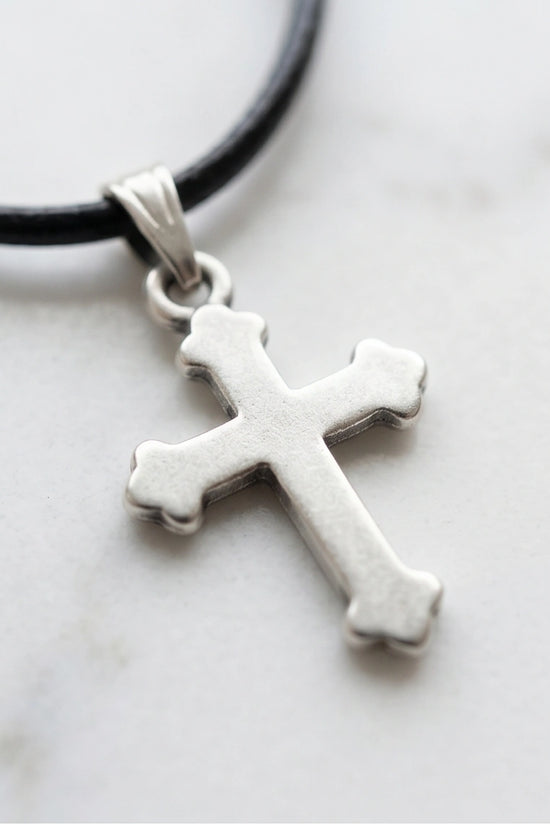 Silver Gothic Flared Cross Necklace
