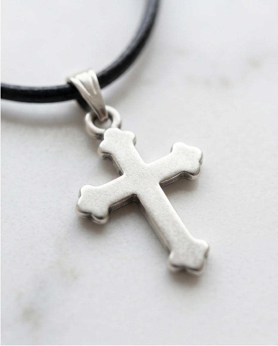 Silver Gothic Flared Cross Necklace