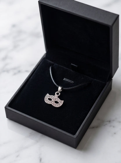 Silver Masquerade Mask Pendant Necklace