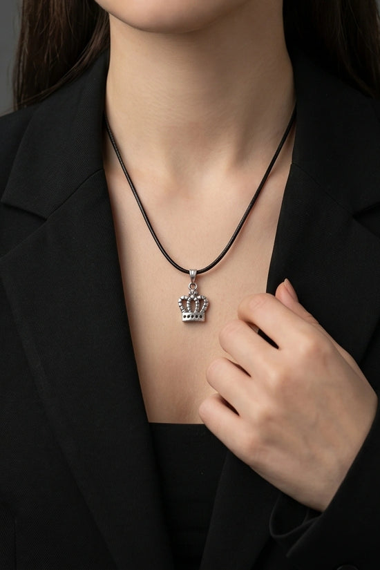 Silver Crown Pendant Necklace
