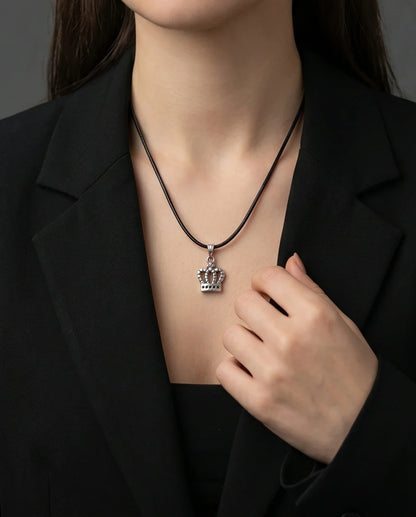 Silver Crown Pendant Necklace