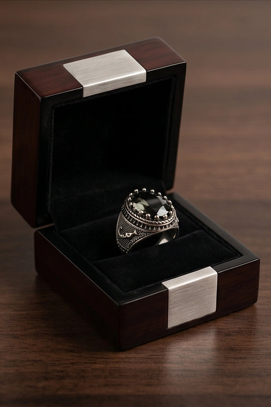 Imperial Anchor Obsidian Signet Ring