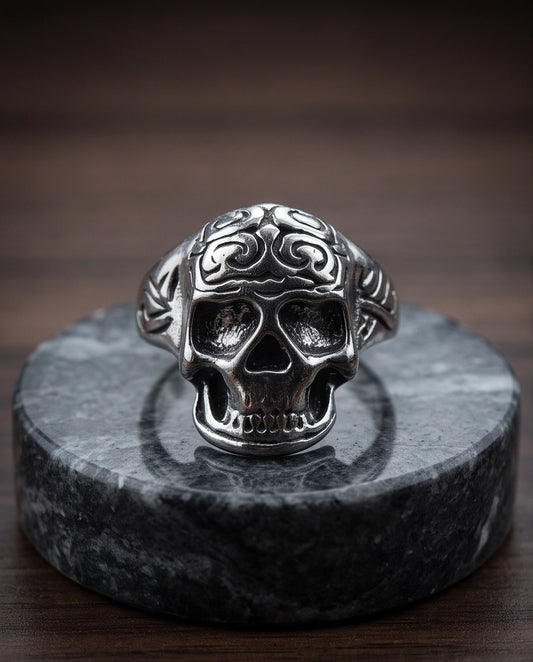 Filigree Crowned Skull Ring