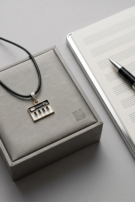 Gold and Black Synthesizer Keyboard Necklace