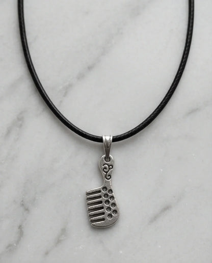 Silver Hair Comb Pendant Necklace
