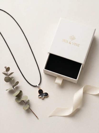 Black Glitter Butterfly Pendant Necklace