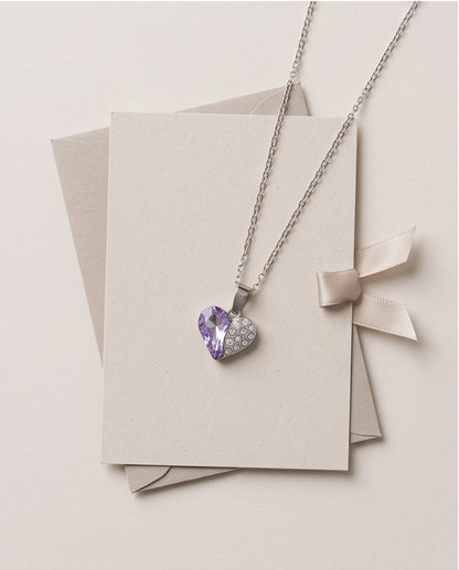 Silver Amethyst Heart Pavé Pendant Necklace