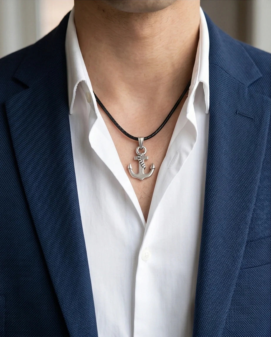 The Sailor’s Pride Polished Anchor Necklace