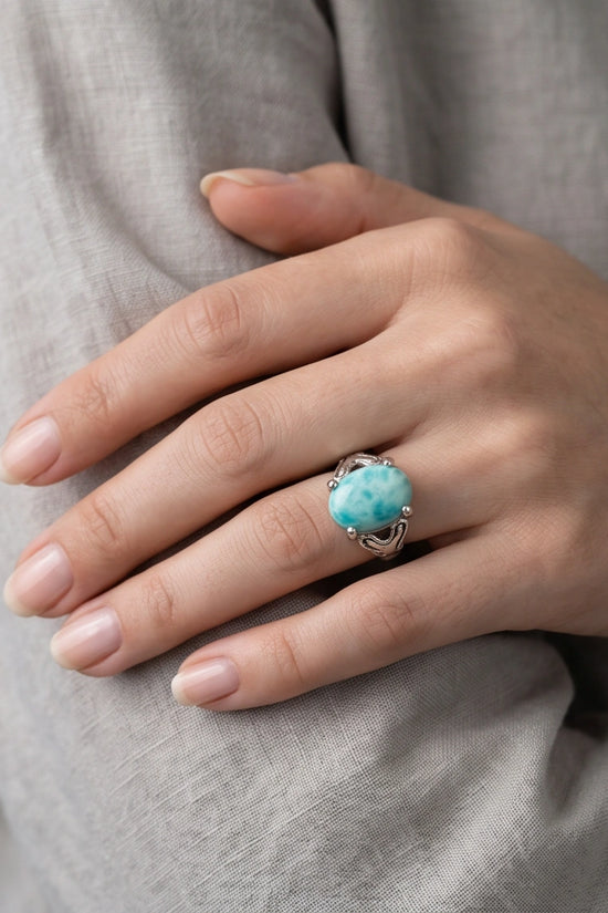 Oceanic Larimar Filigree Ring