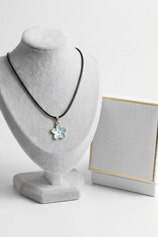 Gold and Pastel Blue Blossom Necklace