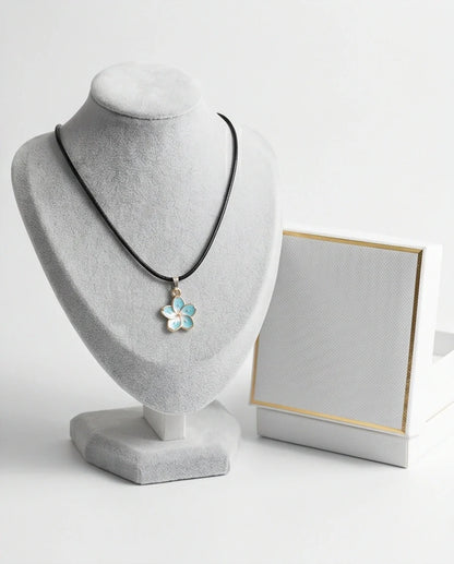 Gold and Pastel Blue Blossom Necklace
