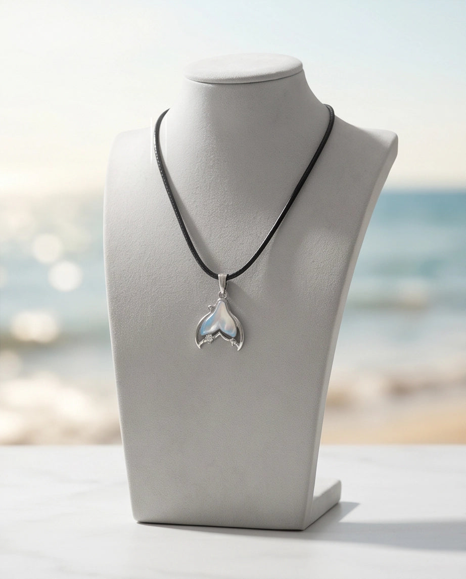 Iridescent Mermaid Tail Pendant Necklace