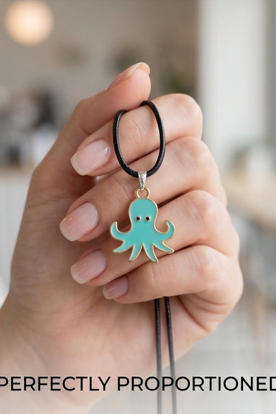 Gold and Turquoise Octopus Pendant Necklace