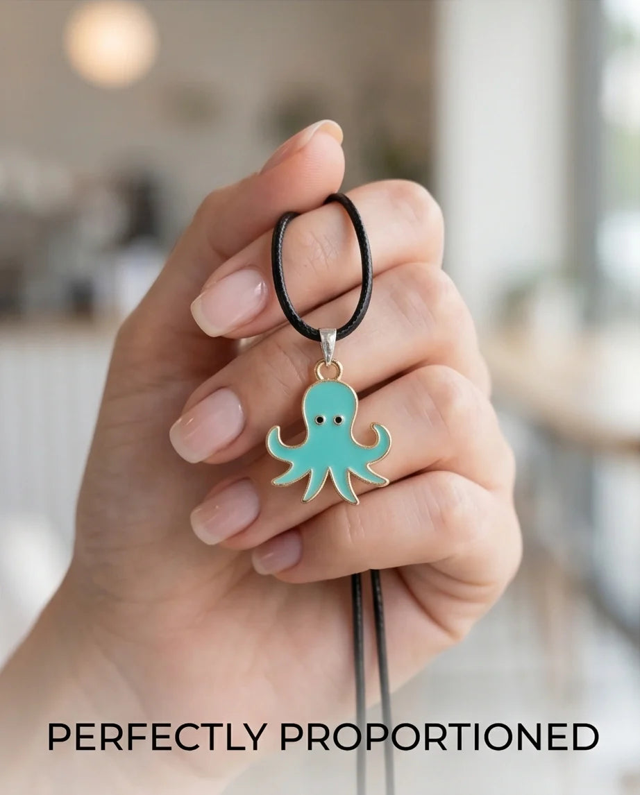 Gold and Turquoise Octopus Pendant Necklace