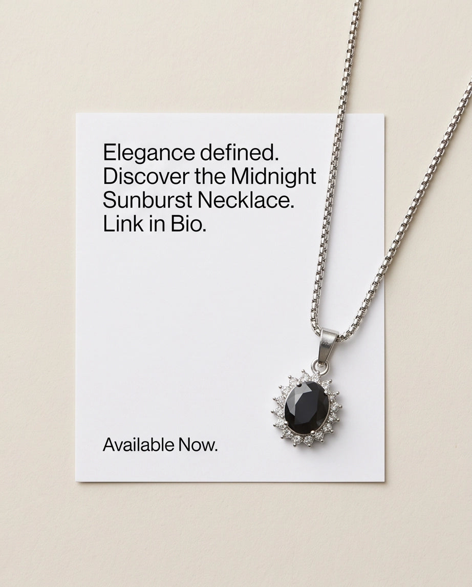 Silver Black Gem Oval Halo Medallion Pendant Necklace