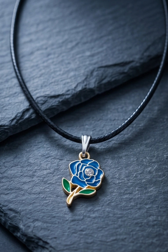 Royal Blue Enchanted Rose Pendant