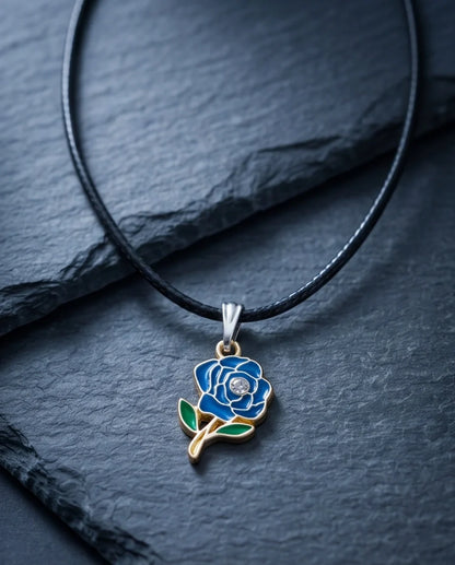 Royal Blue Enchanted Rose Pendant