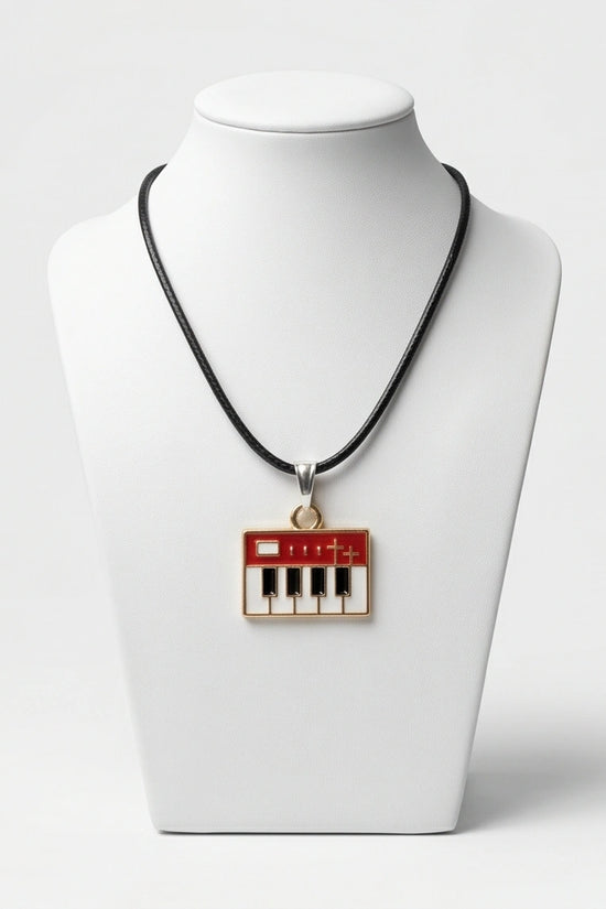 Gold and Red Synthesizer Keyboard Necklace