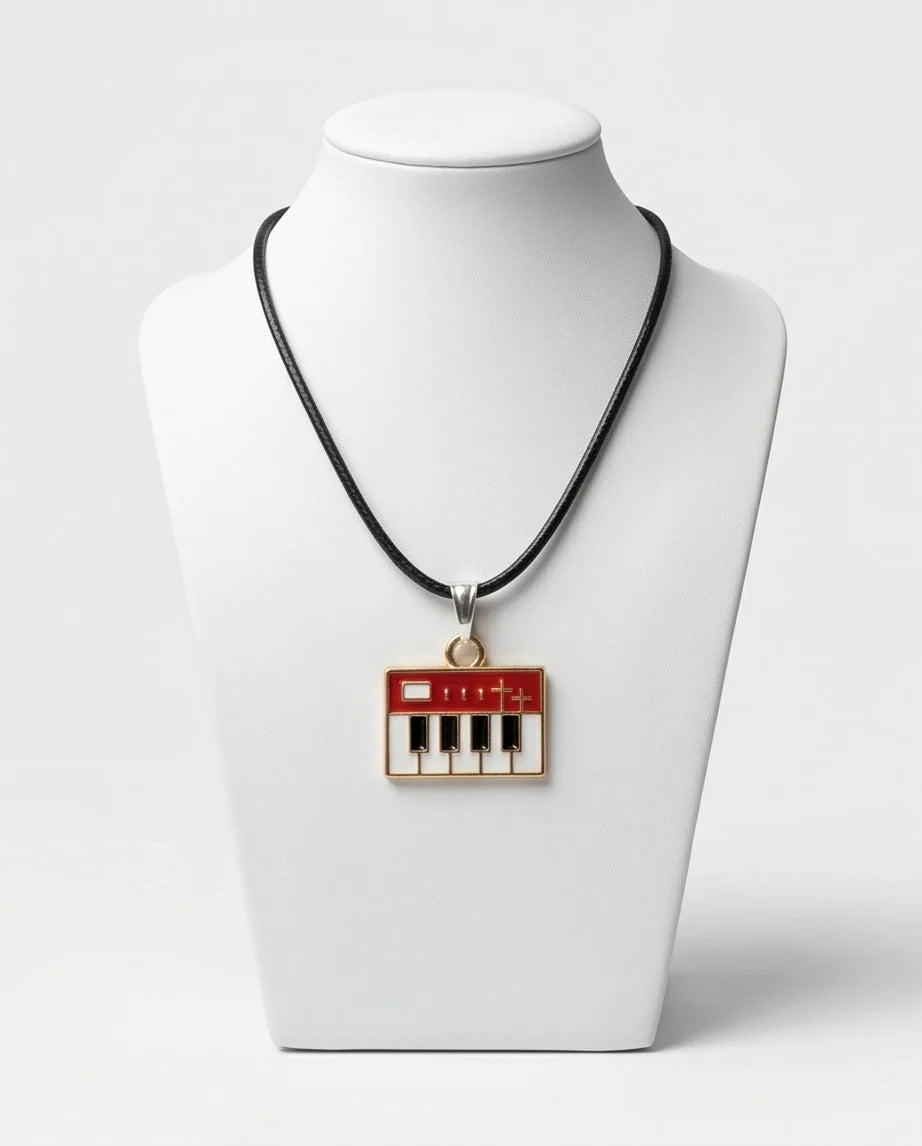 Gold and Red Synthesizer Keyboard Necklace