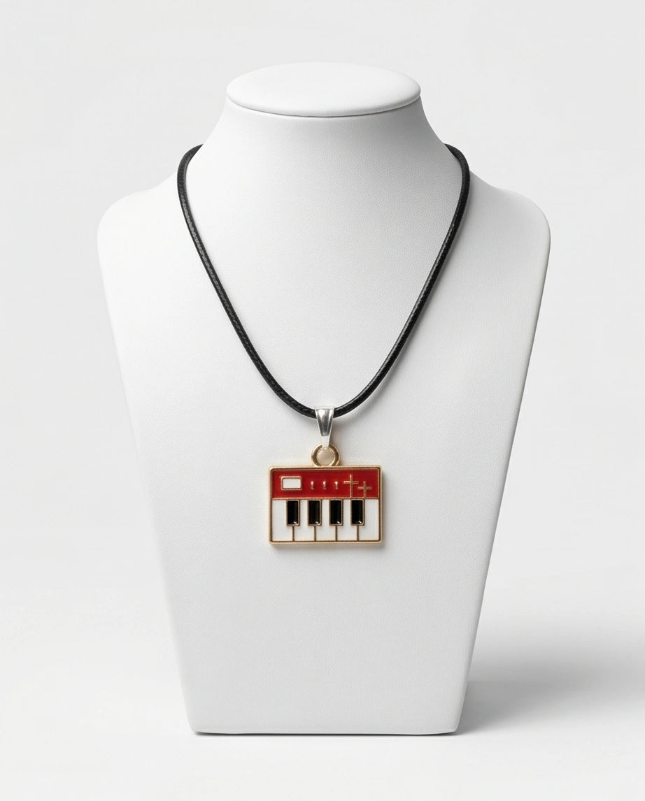 Gold and Red Synthesizer Keyboard Necklace