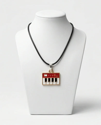 Gold and Red Synthesizer Keyboard Necklace