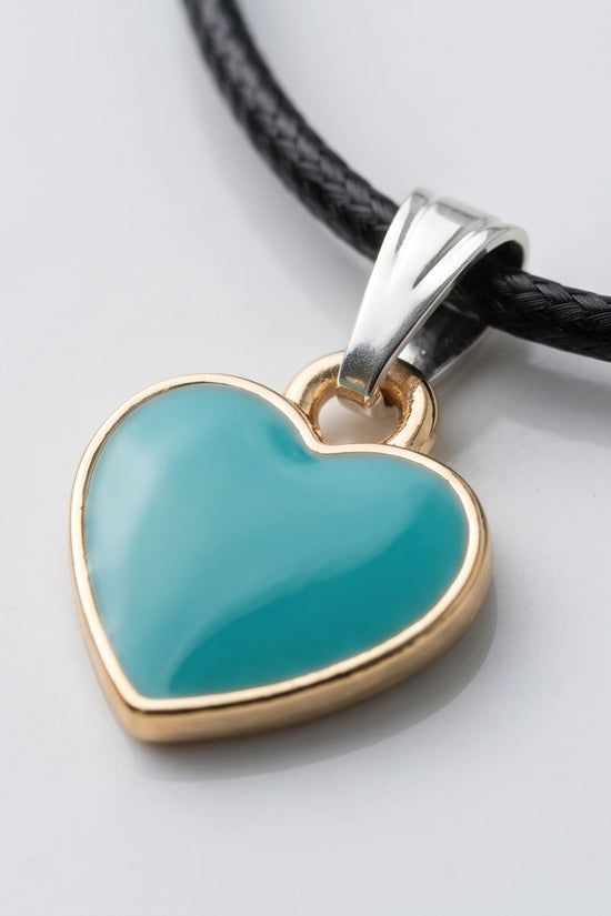 Gold and Turquoise Minimalist Heart Necklace