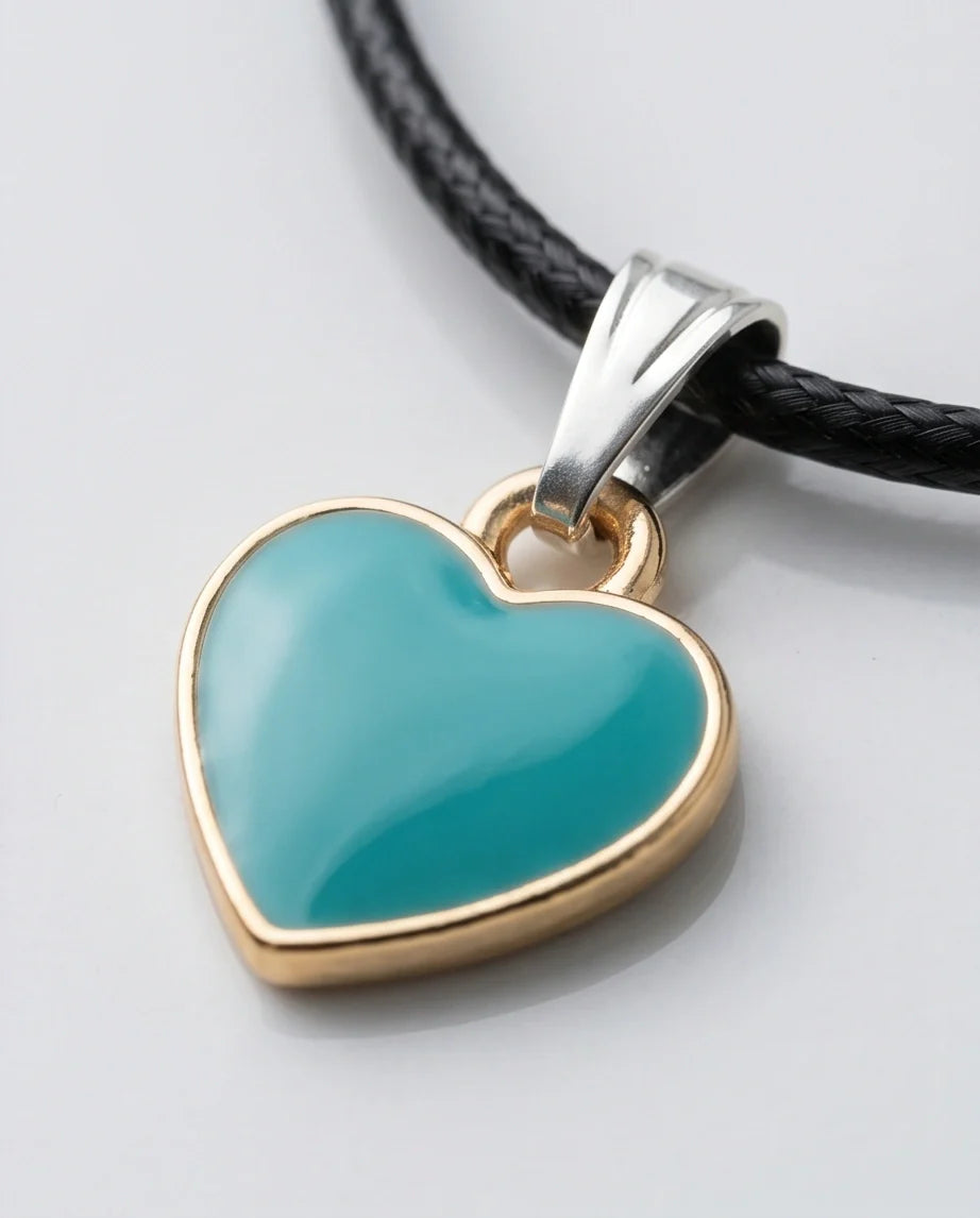 Gold and Turquoise Minimalist Heart Necklace