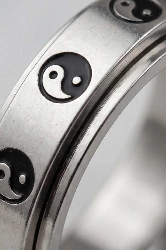 Silver Yin Yang Balance Spinner Ring
