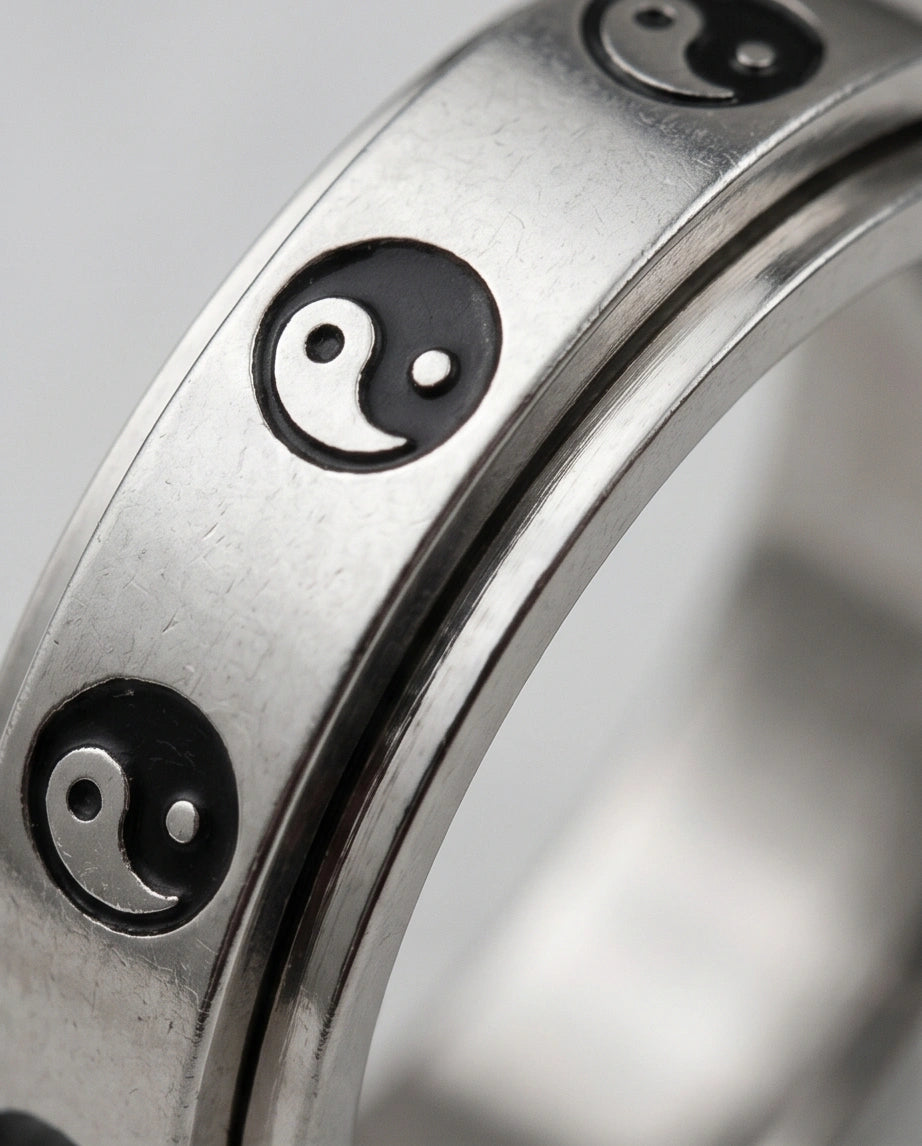 Silver Yin Yang Balance Spinner Ring