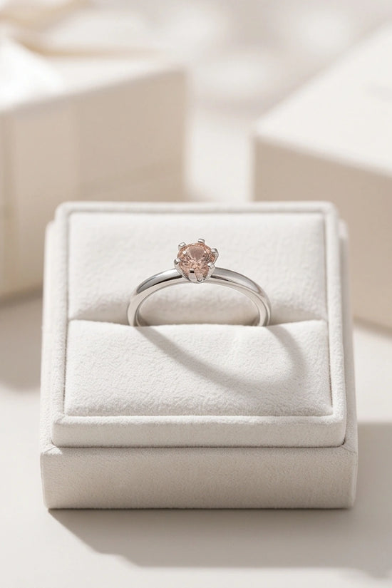 Sterling Silver Round-Cut Champagne Morganite Solitaire Ring