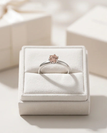 Sterling Silver Round-Cut Champagne Morganite Solitaire Ring
