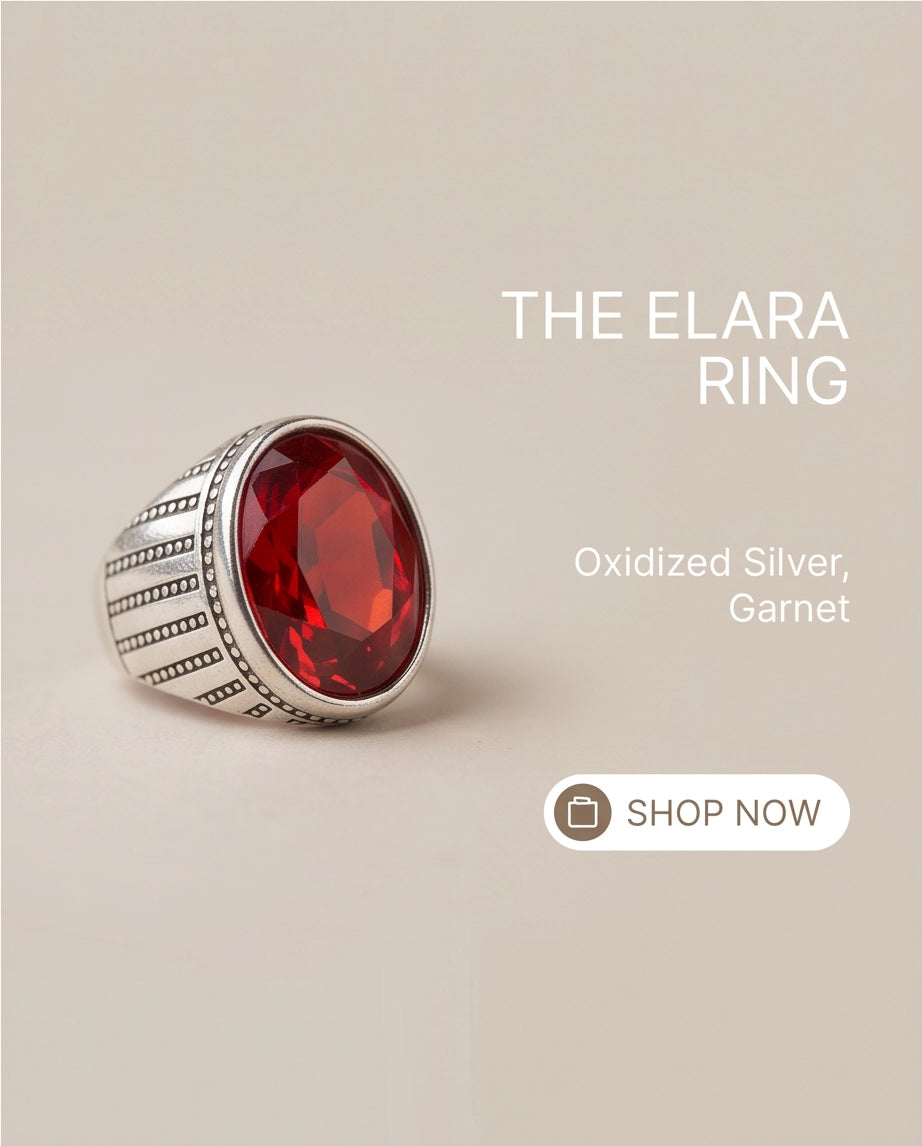 Ruby Gemstone Beaded Surround Vertical Ribbed Silver Ring