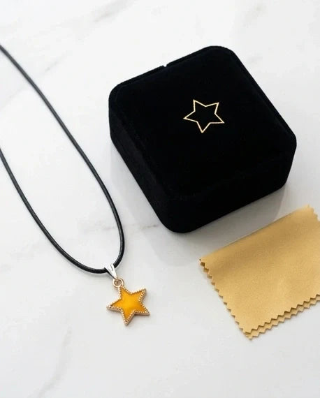 Vibrant Yellow Star Enamel Pendant Necklace