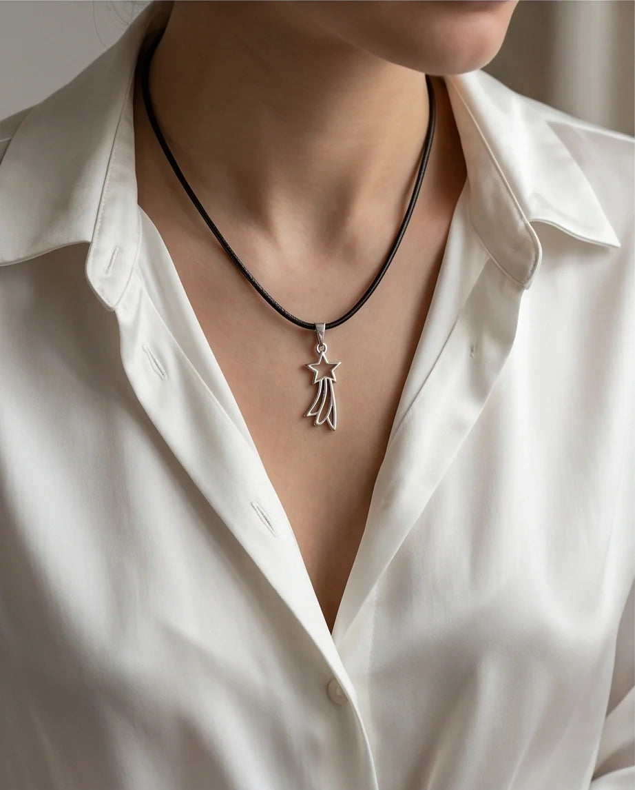 Silver Shooting Star Pendant Necklace