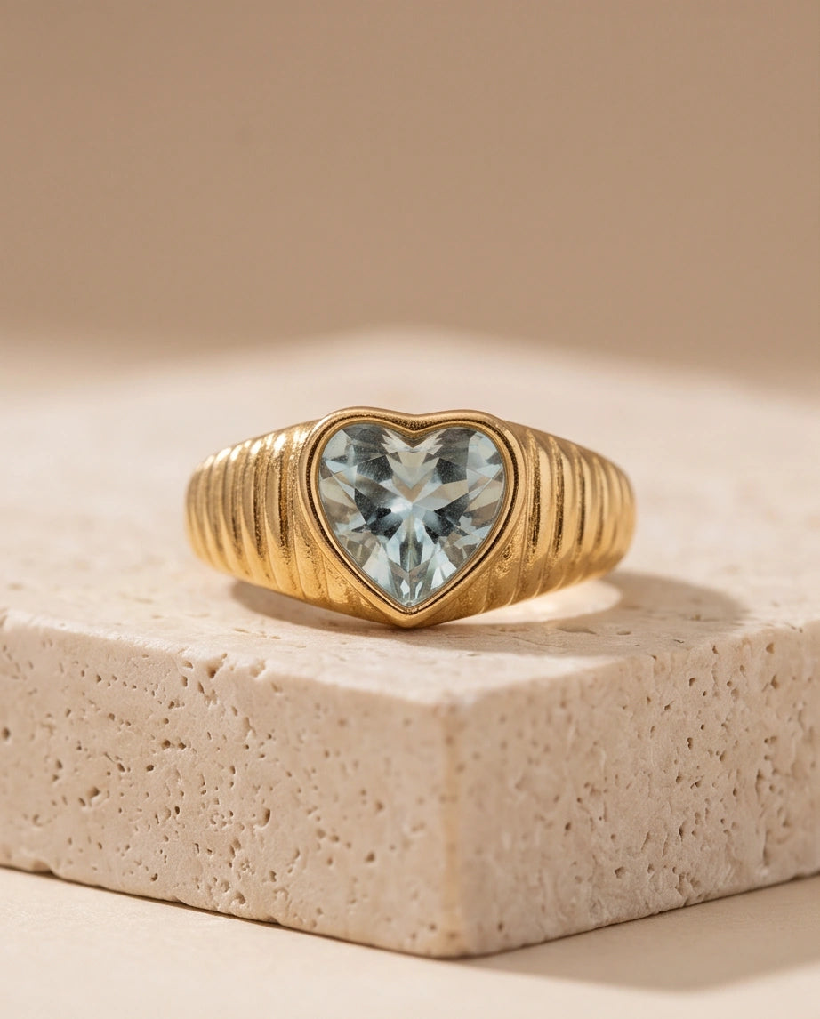 Golden Devotion Heart Signet Ring