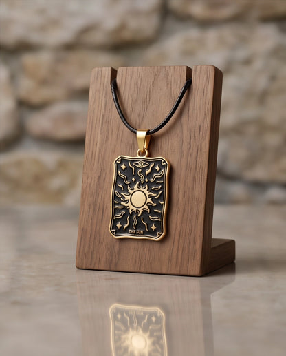 Gold "The Sun" Tarot Card Pendant Necklace