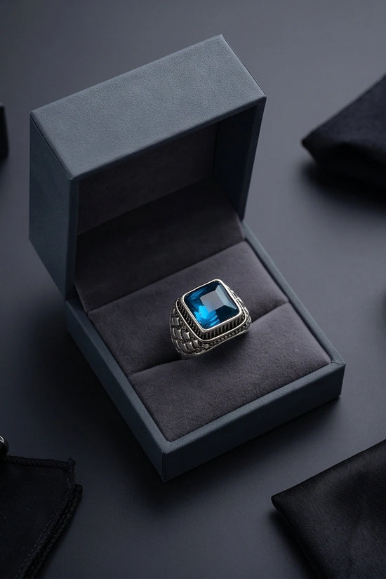 Midnight Cerulean Silver Signet Ring