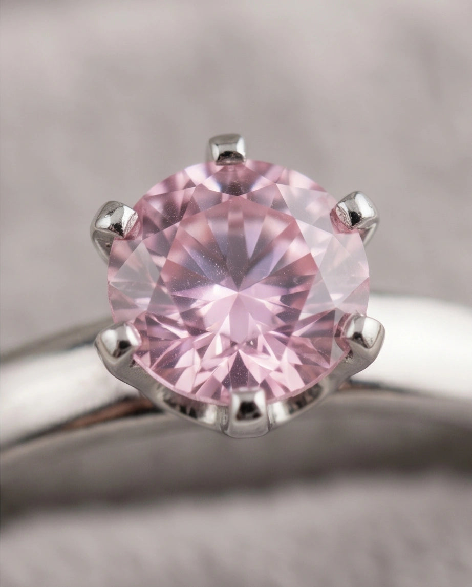 Sterling Silver Classic Round-Cut Pink Sapphire Solitaire Ring