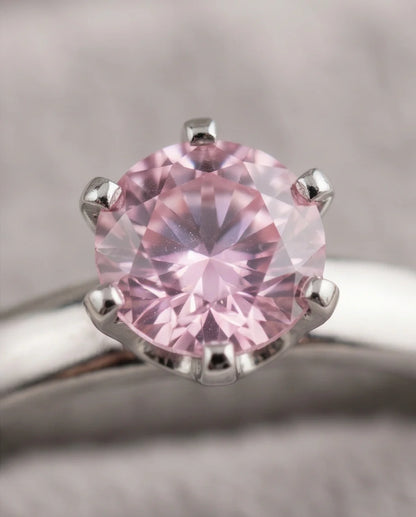 Sterling Silver Classic Round-Cut Pink Sapphire Solitaire Ring