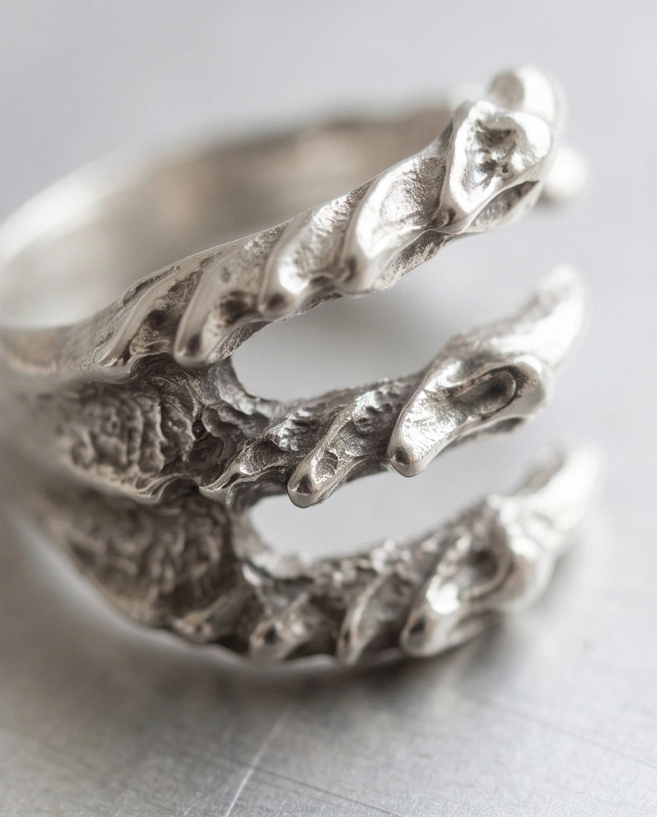 Gothic Dragon Claw Open Band Ring