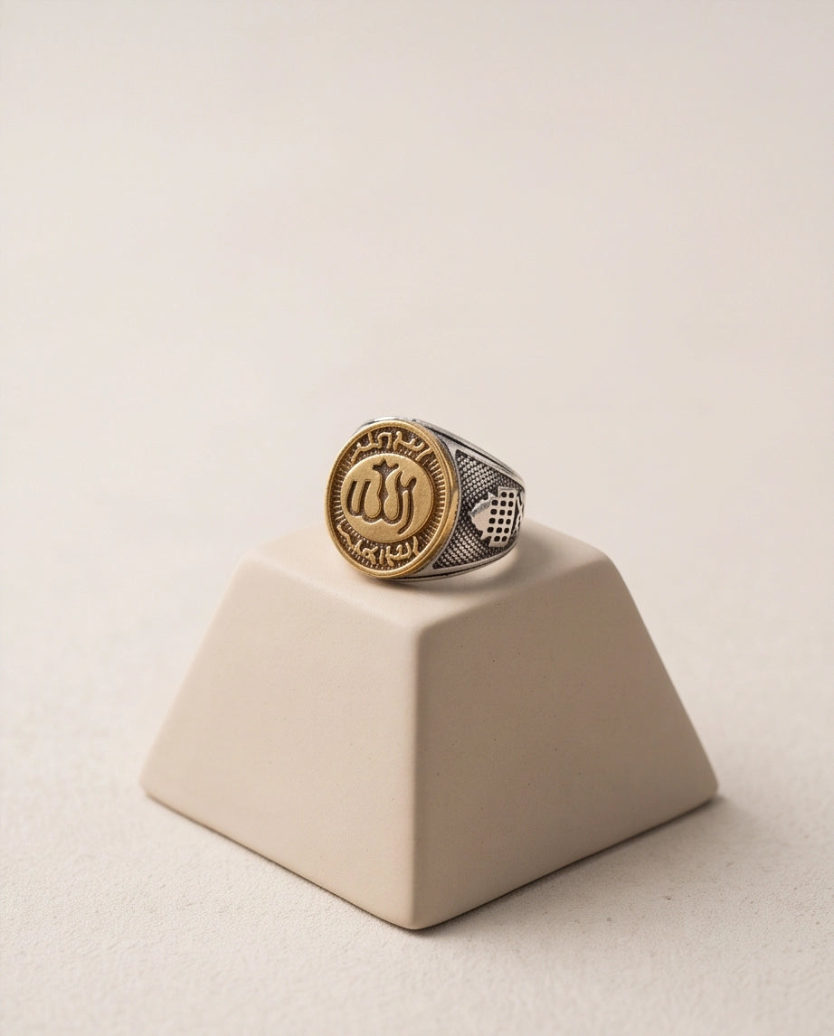 Calligraphic Seal Two-Tone Signet Ring