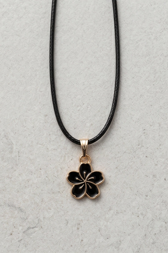 Gold and Black Cherry Blossom Necklace