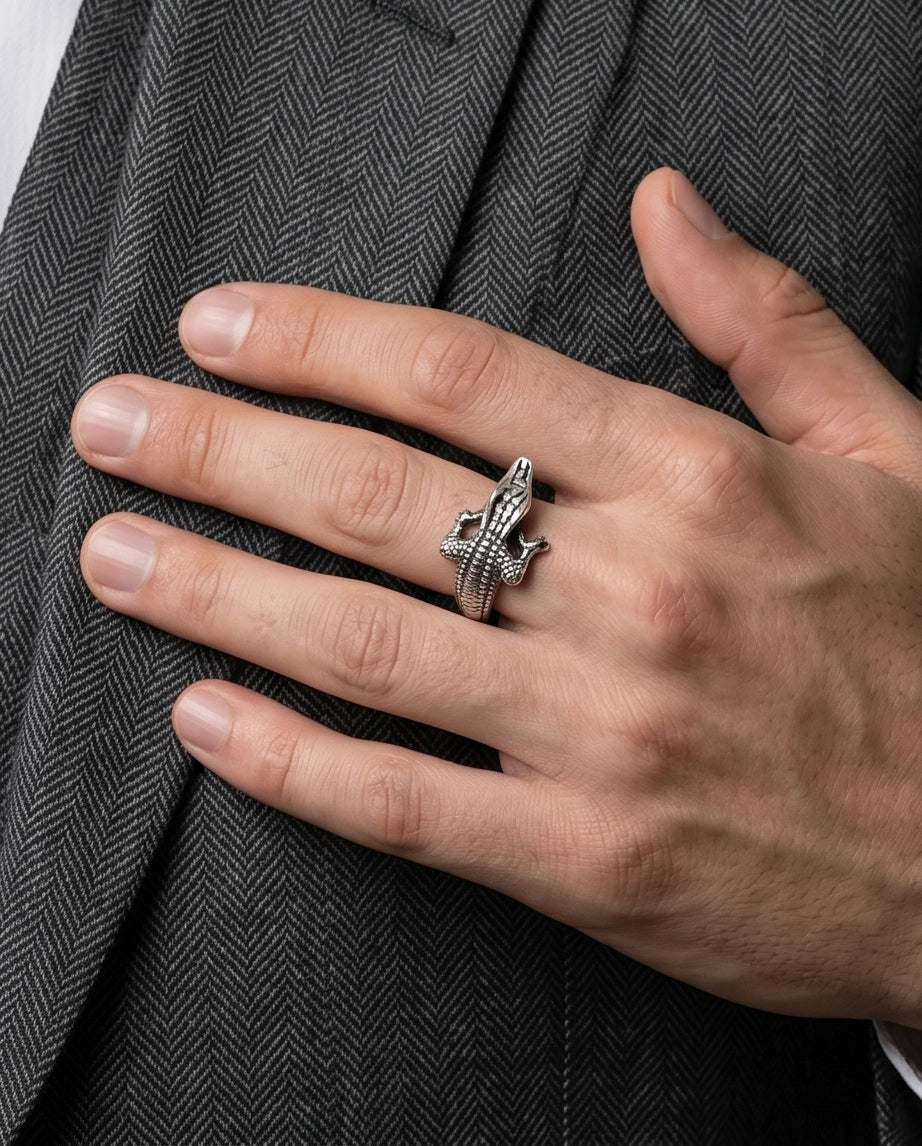 Vintage Sterling Crocodile Wrap Ring