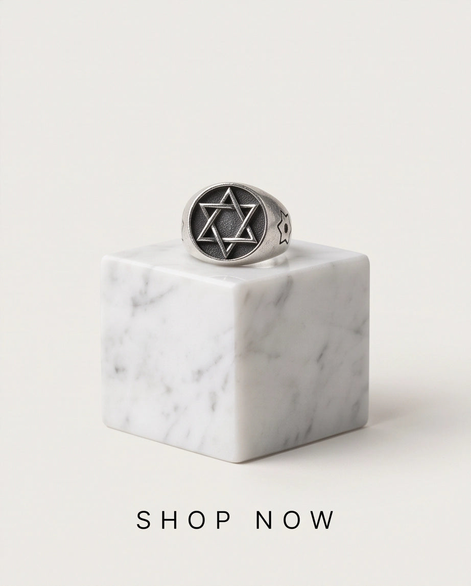 Celestial Hexagram Signet Silver Ring