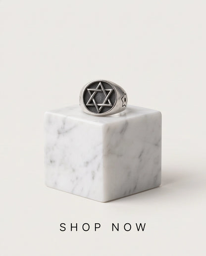 Celestial Hexagram Signet Silver Ring