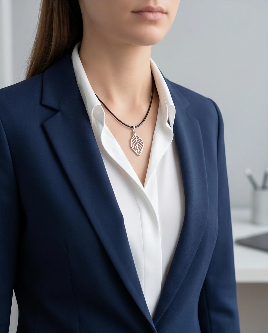 Silver Hollow Cutout Leaf Necklace