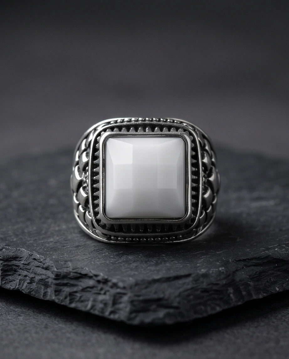 Imperial Alabaster Shield Signet Ring