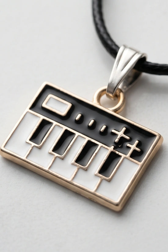 Gold and Black Synthesizer Keyboard Necklace